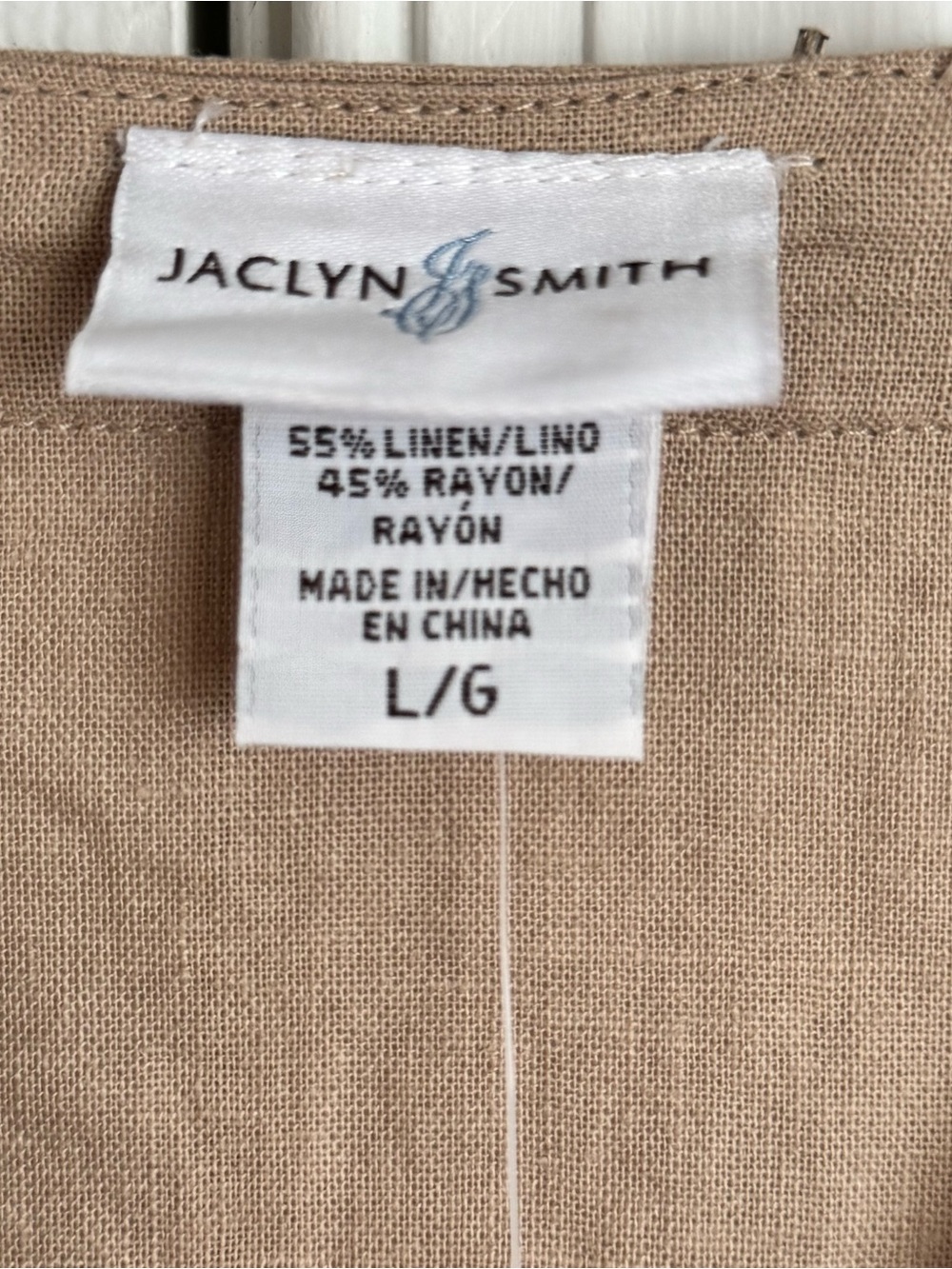 Jaclyn Smith Women's L Linen Blend Tunic Boho Embellished Beaded Tan Top NWT - Picture 3 of 8